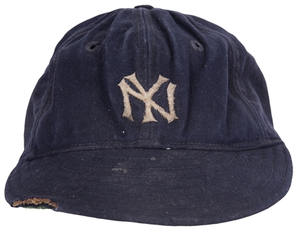 1939-42 Buddy Rosar Game Used New York Yankees Hat (MEARS)